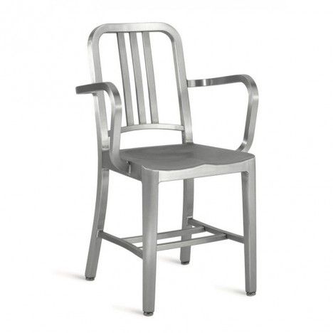 Chaise design en acier inox brossé avec accoudoirs Yealy - 