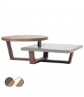 Table basse en bois de noyer blanc ou gris laqué à deux plateaux Firmy - 