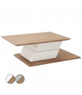 Table basse rotative grise ou blanche laquée et bois noyer Fulya - 