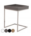 Petite table d'appoint acier inox et plateau laqué Finy - 4 coloris - 