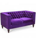 Canapé 2 places en tissu velours gris noir ou violet Livary - 