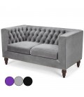 Canapé 2 places en tissu velours gris noir ou violet Livary - 