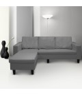 Canapé d'angle réversible en simili cuir blanc gris ou noir Malagy - 