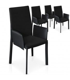 Lot de 4 chaises avec accoudoirs noires grises ou blanches Supra