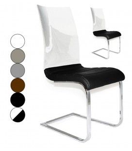 Set de 2 chaises en simili cuir et dossier laqué Kortex - 6 coloris