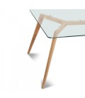 Table scandinave en verre et chene massif 4 à 12 couverts Fiorda - 