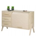 Rangement design scandinave bois clair 3 tiroirs et 1 rideau déroulant Vintagy - 