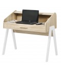 Bureau en bois clair tiroir et rideau design scandinave Vintagy - 