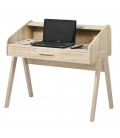 Bureau en bois clair tiroir et rideau design scandinave Vintagy - 