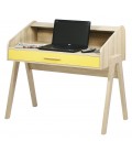 Bureau vintage scandinave en bois avec tiroir et rideau Vintagy - 