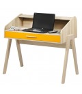 Bureau vintage scandinave en bois avec tiroir et rideau Vintagy - 