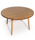 Table ronde pieds en bois et plateau bois ou blanc Nory - 