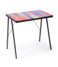 Table d'appoint en verre multicolore et pieds métal Rainbow
