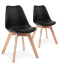Chaise scandinave bicolore avec pieds en bois - Lot de 2 - 