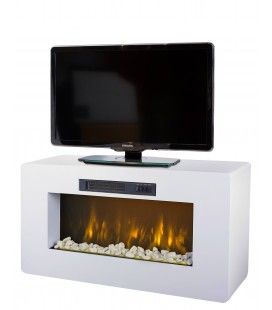 Meuble TV blanc cheminée électrique 2000w Méribel