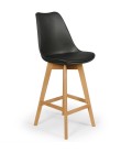 Chaise de bar grise et pieds bois style scandinave - Lot de 4 - 