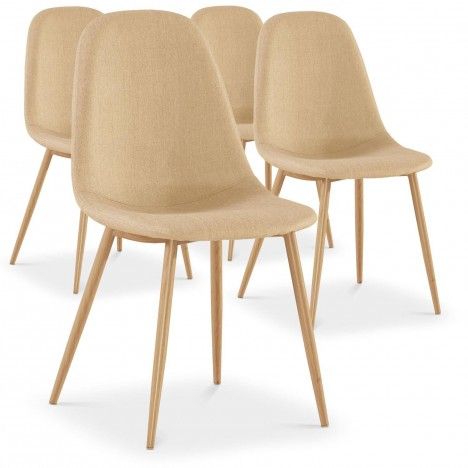 Lot de 4 chaises scandinaves beige ou gris foncé Gao - 