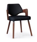 Chaise scandinave bois et simili cuir Dimy - Lot de 2 - 