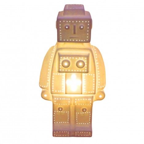 Lampe déco robot tyle Lego blanche design 30 cm - 
