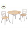 Table et 2 chaises enfant blanc et bois - 