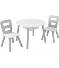 Table et 2 chaises enfant blanc et gris clair - 