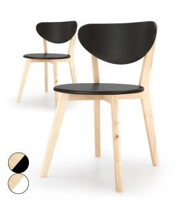 Chaise en bois noire ou blanche style scandinave Canady Wood