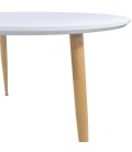 Table blanche ronde avec pieds bois clair style scandinave Nina - 