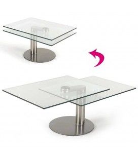 Table basse en verre 2 plateaux modulables haut de gamme Batya
