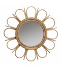 Miroir en rotin naturel vintage en forme de fleur Margy