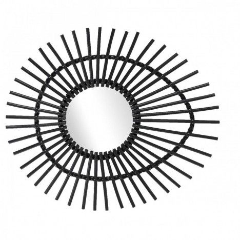 Miroir ovale en rotin noir laqué oeil Ellipse L.74cm - 