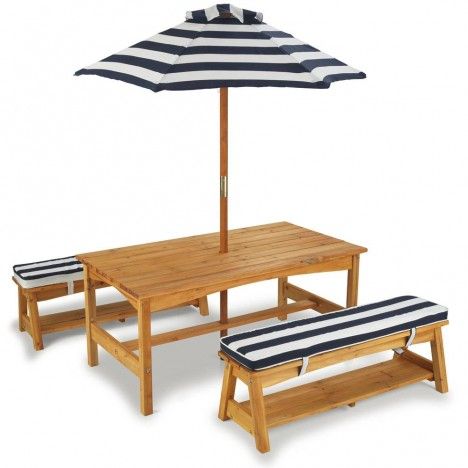Table de jardin pour enfants avec bancs et parasol Kidkraft - 