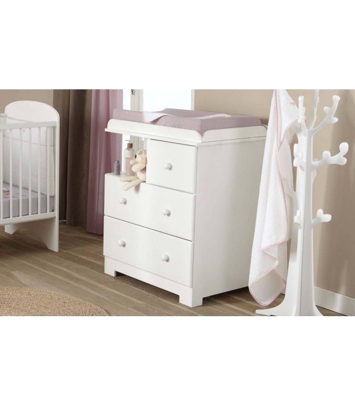 Commode Bebe Table A Langer Blanche 3 Tiroirs Bali