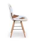 Lot de 2 chaises design scandinave Patchwork marron et beige - 