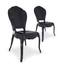 Chaise style baroque en PVC noir - Lot de 2