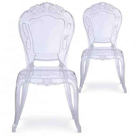 Chaise transparente style baroque - Lot de 2 - 