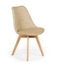 Chaise en tissu et pieds bois style scandinave - Lot de 4 - 