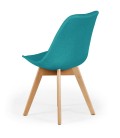 Chaise en tissu et pieds bois style scandinave - Lot de 4 - 