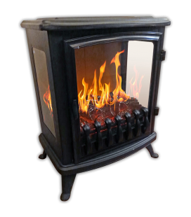 Foyer cheminée électrique noire flamme 3D Fire GLass