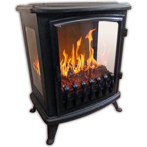 Foyer cheminée électrique noire flamme 3D Fire GLass - 