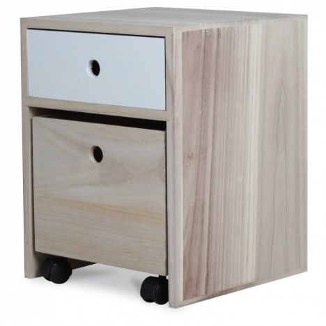 Chevet scandinave blanc en bois 2 tiroirs Boreal - 
