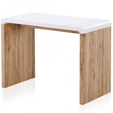 Bureau console bois clair et blanc style scandinave Nordic - 