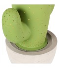 Lampe cactus vert en pot céramique (H.27cm) - 