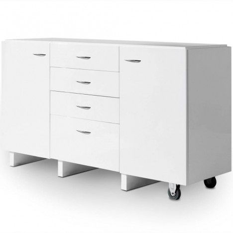 Commode extensible blanche 4 tiroirs 2 portes Salsa - 