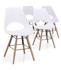 Ensemble de 4 chaises blanches bois et métal style scandinave - 