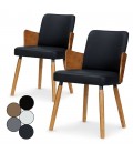 Lot de 2 chaises style scandinave bois et simili cuir Phily