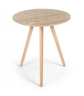 Petit table ronde en bois clair chêne Ezra