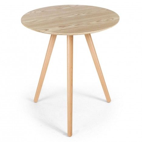Petit table ronde en bois clair chêne Ezra - 