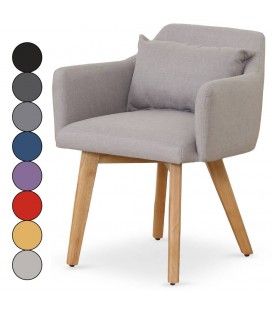 Fauteuil chaise style scandinave en tissu et pieds en bois