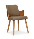 Lot de 2 chaises style scandinave bois et simili cuir Phily - 