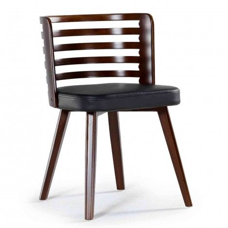 Chaise scandinave en bois et simili cuir Karty - Lot de 2 - 